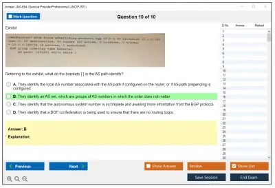 Juniper JN0-664 Service Provider Professional (JNCIP-SP) Practice test exam simulator test engine exam Prep practice test questions answers Image 10