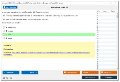 Microsoft MB-910 Microsoft Dynamics 365 Fundamentals Customer Engagement Apps (CRM) Practice test exam simulator test engine exam Prep practice test questions answers Image 10
