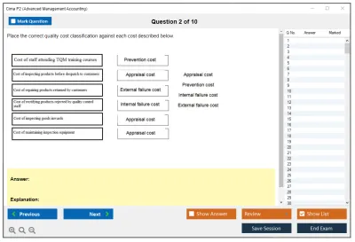 Cima P2 Advanced Management Accounting Practice test exam simulator test engine exam Prep practice test questions answers Image 2
