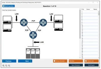 Juniper JN0-648 Enterprise Routing and Switching-Professional (JNCIP-ENT) Practice test exam simulator test engine exam Prep practice test questions answers Image 1