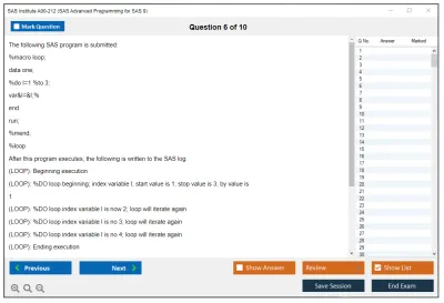 SAS Institute A00-212 SAS Advanced Programming for SAS 9 Practice test exam simulator test engine exam Prep practice test questions answers Image 6