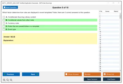 SAP C_ARSOR_2202 SAP Certified Application Associate - SAP Ariba Sourcing Practice test exam simulator test engine exam Prep practice test questions answers Image 5