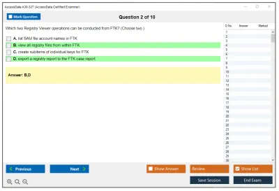 AccessData A30-327 AccessData Certified Examiner Practice test exam simulator test engine exam Prep practice test questions answers Image 2