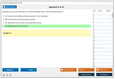 ASQ CQA Certified Quality Auditor Practice test exam simulator test engine exam Prep practice test questions answers Image 8