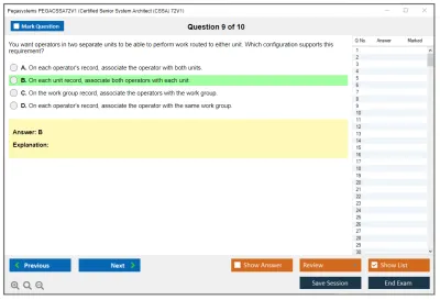 Pegasystems PEGACSSA72V1 Certified Senior System Architect (CSSA) 72V1 Practice test exam simulator test engine exam Prep practice test questions answers Image 9