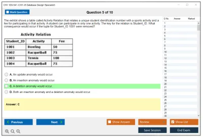 CIW 1D0-541 CIW v5 Database Design Specialist Practice test exam simulator test engine exam Prep practice test questions answers Image 5