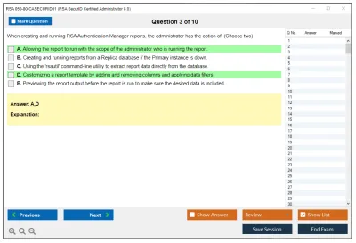 RSA 050-80-CASECURID01 RSA SecurID Certified Administrator 8.0 Exam Practice test exam simulator test engine exam Prep practice test questions answers Image 3