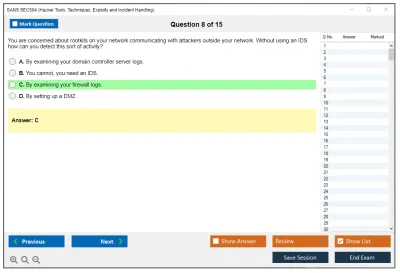 SANS SEC504 Hacker Tools, Techniques, Exploits and Incident Handling Practice test exam simulator test engine exam Prep practice test questions answers Image 8