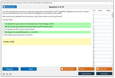 Avaya 3309 Avaya Aura Experience Portal with POM Implementation and Maintenance Practice test exam simulator test engine exam Prep practice test questions answers Image 2