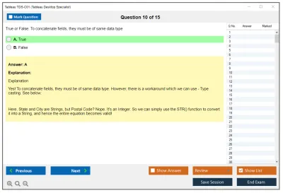 Tableau TDS-C01 Tableau Desktop Specialist Practice test exam simulator test engine exam Prep practice test questions answers Image 10