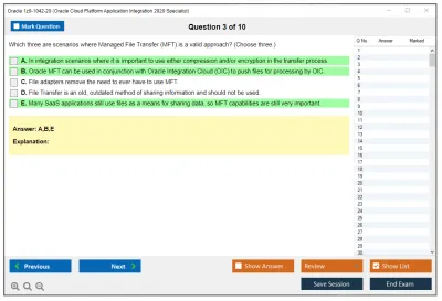 Oracle 1z0-1042-20 Oracle Cloud Platform Application Integration 2020 Specialist Practice test exam simulator test engine exam Prep practice test questions answers Image 3