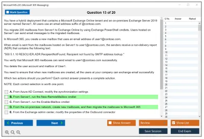 Microsoft MS-203 Microsoft 365 Messaging Practice test exam simulator test engine exam Prep practice test questions answers Image 13