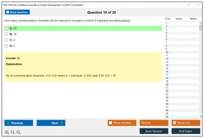 PMI PMI-002 Certified Associate in Project Management (CAPM) Certification Practice test exam simulator test engine exam Prep practice test questions answers Image 16