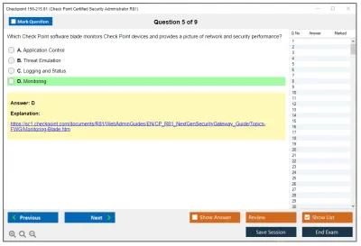 Checkpoint 156-215.81 Check Point Certified Security Administrator R81.20 Practice test exam simulator test engine exam Prep practice test questions answers Image 5