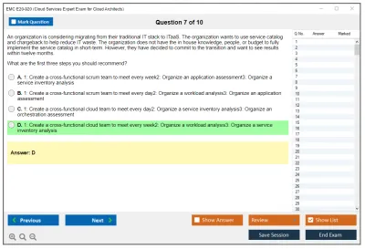 EMC E20-920 Cloud Services Expert Exam for Cloud Architects Practice test exam simulator test engine exam Prep practice test questions answers Image 7