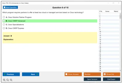 Cisco 700-150 Introduction to Cisco Sales Practice test exam simulator test engine exam Prep practice test questions answers Image 6