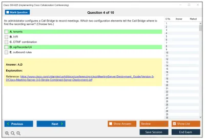 Cisco 300-825 Implementing Cisco Collaboration Conferencing (CLCNF) Practice test exam simulator test engine exam Prep practice test questions answers Image 4