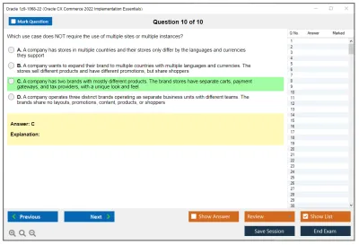 Oracle 1z0-1068-22 Oracle CX Commerce 2022 Implementation Essentials Practice test exam simulator test engine exam Prep practice test questions answers Image 10