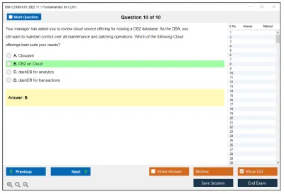 IBM C2090-616 DB2 11.1 Fundamentals for LUW Practice test exam simulator test engine exam Prep practice test questions answers Image 10