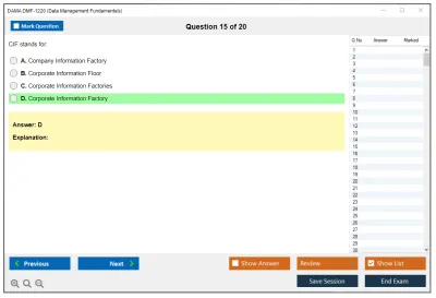 DAMA DMF-1220 Data Management Fundamentals Practice test exam simulator test engine exam Prep practice test questions answers Image 15