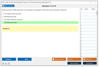 SAP C_EWM_95 SAP Certified Application Associate - SAP Extended Warehouse Management 9.5 Practice test exam simulator test engine exam Prep practice test questions answers Image 13
