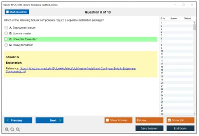 Splunk SPLK-1003 Splunk Enterprise Certified Admin Practice test exam simulator test engine exam Prep practice test questions answers Image 8
