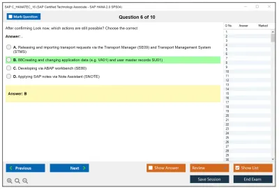 SAP C_HANATEC_16 SAP Certified Technology Associate - SAP HANA 2.0 SPS04 Practice test exam simulator test engine exam Prep practice test questions answers Image 6