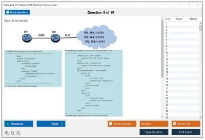 Nokia 4A0-113 Nokia OSPF Routing Protocol Exam Practice test exam simulator test engine exam Prep practice test questions answers Image 9