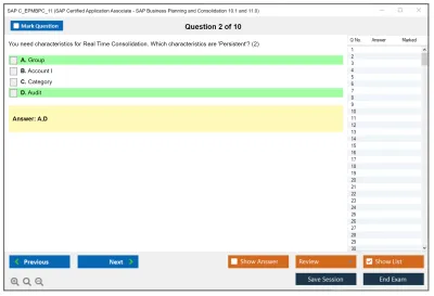 SAP C_EPMBPC_11 SAP Certified Application Associate - SAP Business Planning and Consolidation 10.1 and 11.0 Practice test exam simulator test engine exam Prep practice test questions answers Image 2