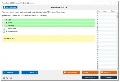 AccessData A30-327 AccessData Certified Examiner Practice test exam simulator test engine exam Prep practice test questions answers Image 3