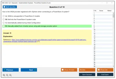 EMC DES-1221 Specialist - Implementation Engineer PowerStore Solutions Version 1.0 Practice test exam simulator test engine exam Prep practice test questions answers Image 8