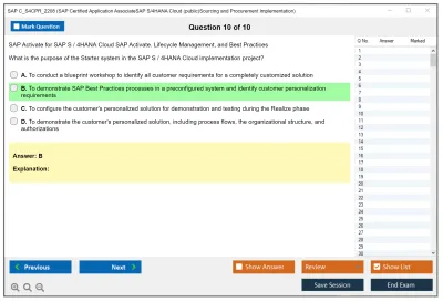 SAP C_S4CPR_2208 SAP Certified Application AssociateSAP S/4HANA Cloud (public)Sourcing and Procurement Implementation Practice test exam simulator test engine exam Prep practice test questions answers Image 10