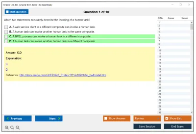 Oracle 1z0-434 Oracle SOA Suite 12c Essentials Practice test exam simulator test engine exam Prep practice test questions answers Image 1