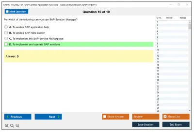 SAP C_TSCM62_67 SAP Certified Associate - Sales and Distribution, ERP 6.0 EhP7 Practice test exam simulator test engine exam Prep practice test questions answers Image 10