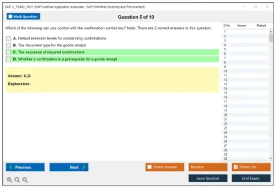 SAP C_TS452_2021 SAP Certified Application Associate - SAP S/4HANA Sourcing and Procurement Practice test exam simulator test engine exam Prep practice test questions answers Image 5