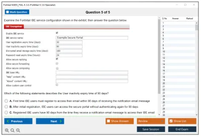 Fortinet NSE6_FML-5.3.8 FortiMail 5.3.8 Specialist Practice test exam simulator test engine exam Prep practice test questions answers Image 5