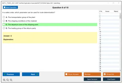 SAP C_TS460_2021 SAP Certified Associate - SAP S/4HANA Sales 2021 Upskilling Practice test exam simulator test engine exam Prep practice test questions answers Image 6