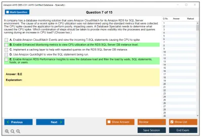 Amazon AWS DBS-C01 AWS Certified Database - Specialty Practice test exam simulator test engine exam Prep practice test questions answers Image 7