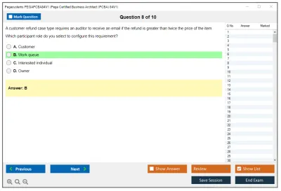 Pegasystems PEGAPCBA84V1 Pega Certified Business Architect (PCBA) 84V1 Practice test exam simulator test engine exam Prep practice test questions answers Image 8