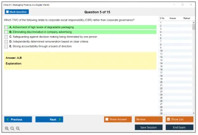 Cima E1 Managing Finance in a Digital World Practice test exam simulator test engine exam Prep practice test questions answers Image 5