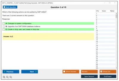 SAP C_HANATEC_15 SAP Certified Technology Associate - SAP HANA 2.0 (SPS03) Practice test exam simulator test engine exam Prep practice test questions answers Image 3