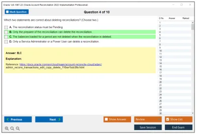 Oracle 1z0-1087-22 Oracle Account Reconciliation 2022 Implementation Professional Practice test exam simulator test engine exam Prep practice test questions answers Image 4