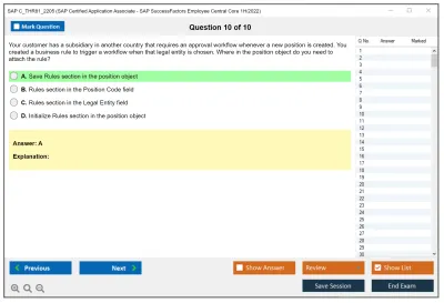 SAP C_THR81_2205 SAP Certified Application Associate - SAP SuccessFactors Employee Central Core 1H/2022 Practice test exam simulator test engine exam Prep practice test questions answers Image 10