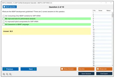 SAP E_HANAAW_14 SAP Certified Development Specialist - ABAP for SAP HANA 2.0 Practice test exam simulator test engine exam Prep practice test questions answers Image 2