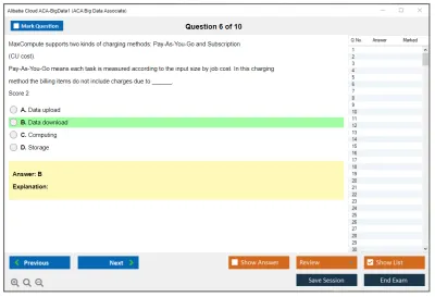 Alibaba Cloud ACA-BigData1 ACA Big Data Certification Exam Practice test exam simulator test engine exam Prep practice test questions answers Image 6