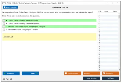 SAP C_THR92_1908 SAP Certified Application Associate - SAP SuccessFactors Reporting Q3/2019 Practice test exam simulator test engine exam Prep practice test questions answers Image 3