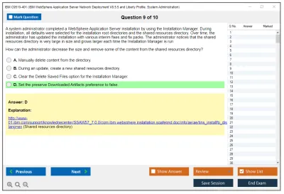 IBM C9510-401 D Application Server Network Deployment V8.5.5 and Liberty Profile System Administration Practice test exam simulator test engine exam Prep practice test questions answers Image 9
