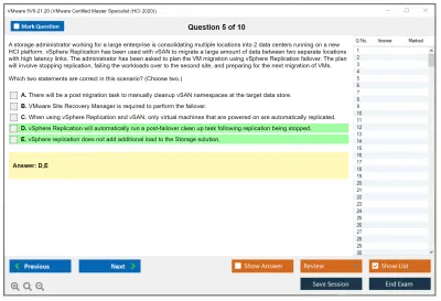 VMware 5V0-21.20 VMware Certified Master Specialist (HCI 2020) Practice test exam simulator test engine exam Prep practice test questions answers Image 5