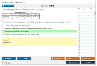IBM C2090-011 IBM SPSS Statistics Level 1 v2 Practice test exam simulator test engine exam Prep practice test questions answers Image 8