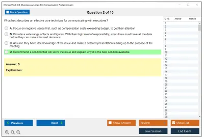 WorldatWork C8 Business Acumen for Compensation Professional Practice test exam simulator test engine exam Prep practice test questions answers Image 2